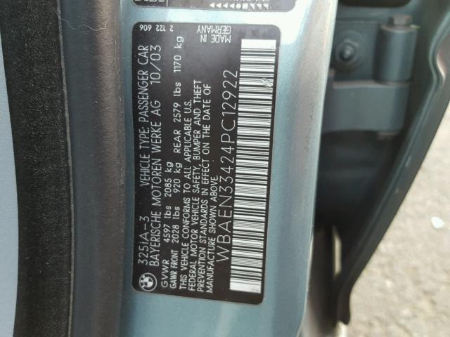 WBAEN33424PC12922 - 2004 BMW 325 IT SILVER photo 10