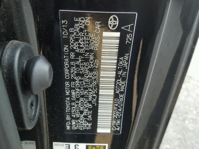 JTKJF5C79E3081426 - 2014 TOYOTA SCION TC 黑色 照片 10