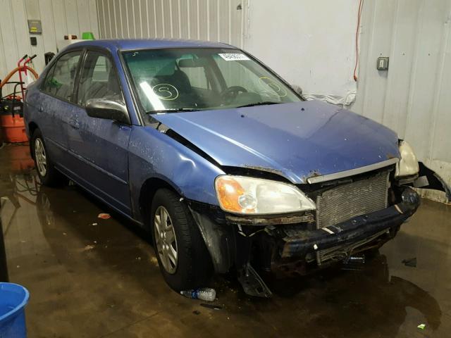 1HGES16533L025326 - 2003 HONDA CIVIC LX BLUE photo 1