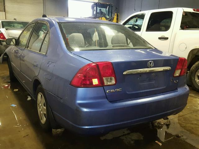 1HGES16533L025326 - 2003 HONDA CIVIC LX BLUE photo 3