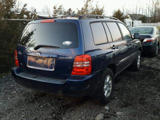 JTEGF21A630094644 - 2003 TOYOTA HIGHLANDER BLUE photo 4