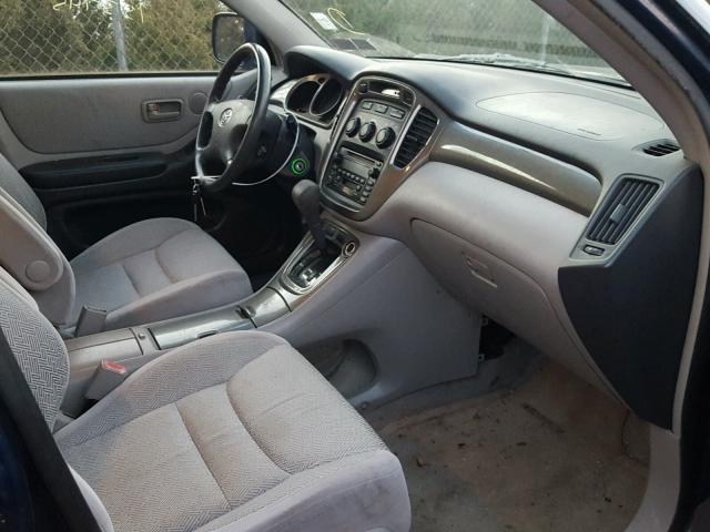 JTEGF21A630094644 - 2003 TOYOTA HIGHLANDER BLUE photo 5