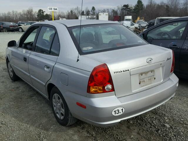 KMHCG45C44U506055 - 2004 HYUNDAI ACCENT GL SILVER photo 3