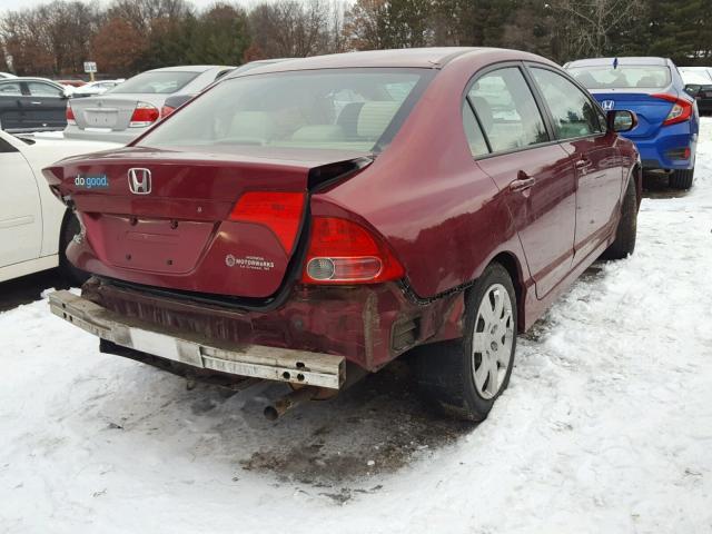 1HGFA16587L123460 - 2007 HONDA CIVIC LX RED photo 4