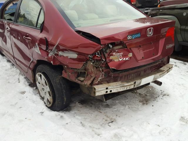 1HGFA16587L123460 - 2007 HONDA CIVIC LX RED photo 9