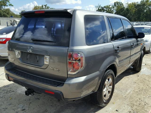 5FNYF281X7B010668 - 2007 HONDA PILOT LX GRAY photo 4