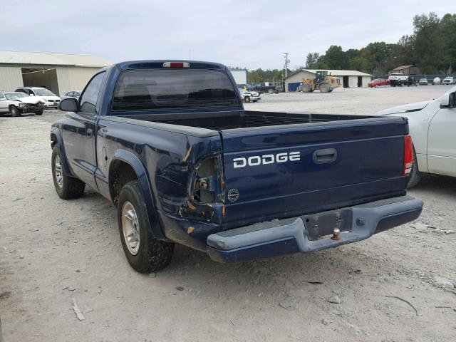 1B7FL36X82S544180 - 2002 DODGE DAKOTA SPO BLUE photo 3