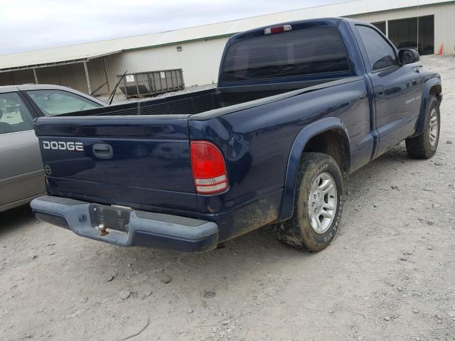 1B7FL36X82S544180 - 2002 DODGE DAKOTA SPO BLUE photo 4