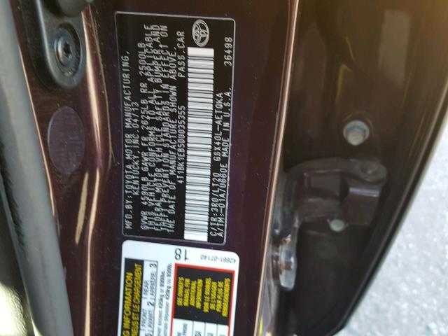 4T1BK1EB5DU035355 - 2013 TOYOTA AVALON BAS Бордовый фото 10