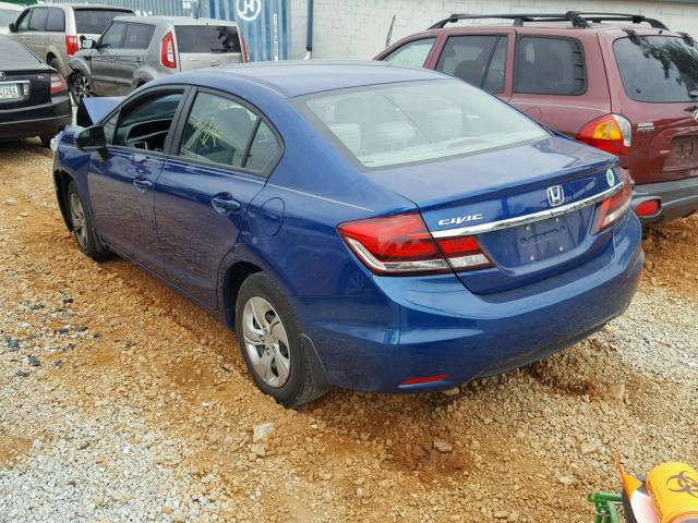 19XFB2F53EE082999 - 2014 HONDA CIVIC LX BLUE photo 3