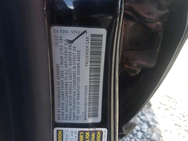 WVWRH63B04P150395 - 2004 VOLKSWAGEN PASSAT GLX BLUE photo 10