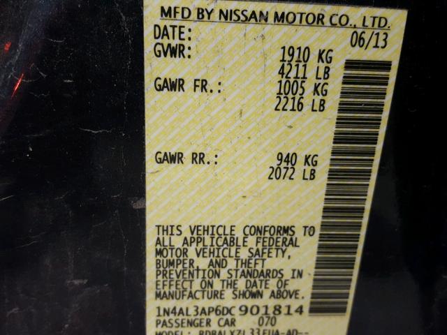 1N4AL3AP6DC901814 - 2013 NISSAN ALTIMA 2.5 CHARCOAL photo 10