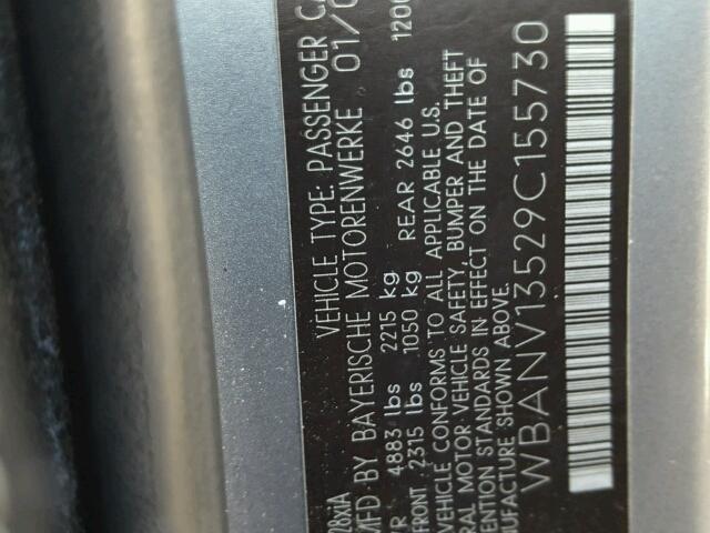 WBANV13529C155730 - 2009 BMW 528 XI GRAY photo 10