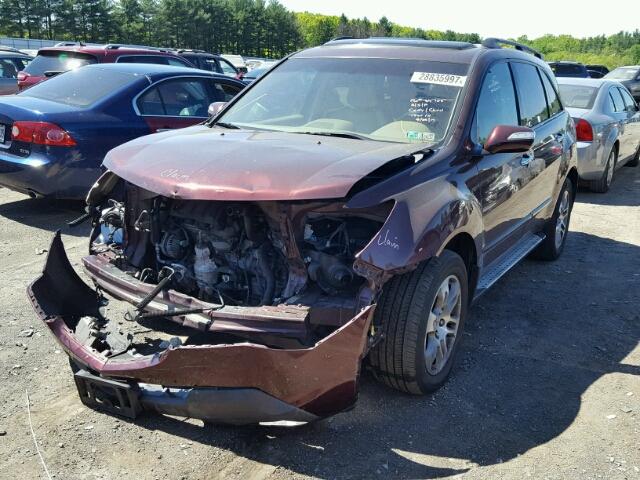 2HNYD28438H511178 - 2008 ACURA MDX TECHNO BURGUNDY photo 2