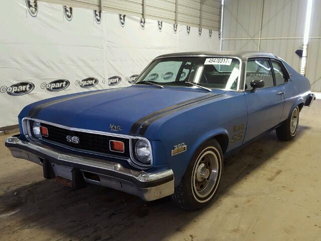 1Y17K4L135335 - 1974 CHEVROLET NOVA SS BLUE photo 2