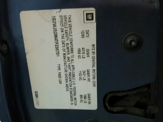 1G2WJ52M4TF236791 - 1996 PONTIAC GRAND PRIX 蓝色 照片 10