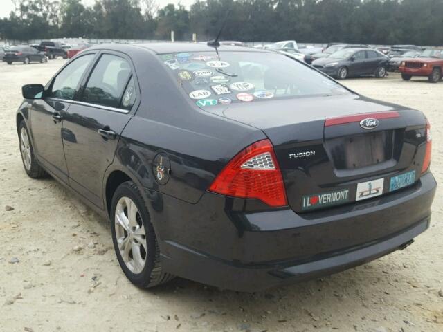 3FAHP0HA1CR419058 - 2012 FORD FUSION SE BLACK photo 3