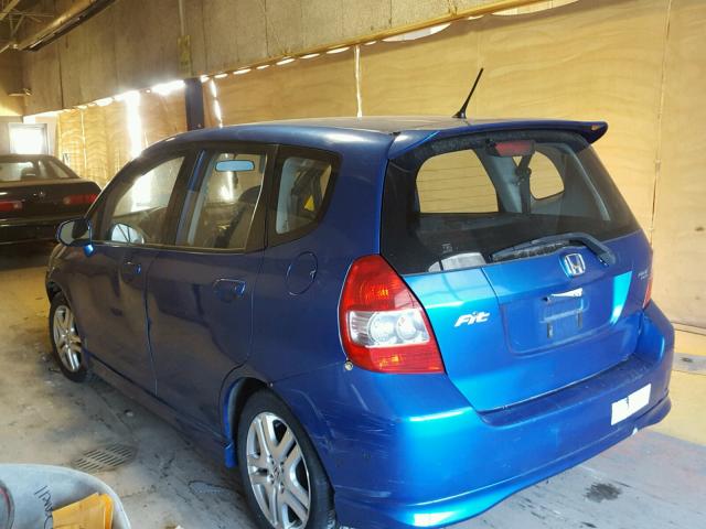 JHMGD37647S019842 - 2007 HONDA FIT S BLUE photo 3