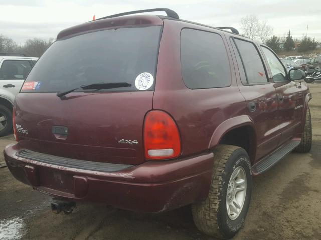 1B4HS28N41F572063 - 2001 DODGE DURANGO BURGUNDY photo 4