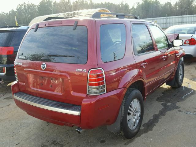 4M2YU57166DJ00652 - 2006 MERCURY MARINER BURGUNDY photo 4