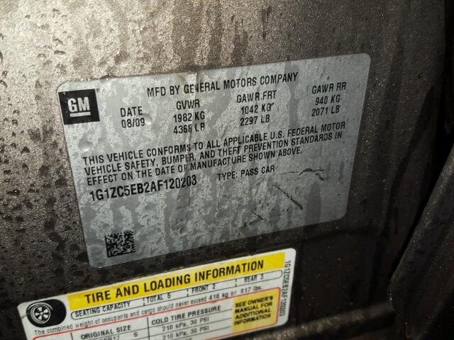 1G1ZC5EB2AF120203 - 2010 CHEVROLET MALIBU 1LT 灰色 照片 10