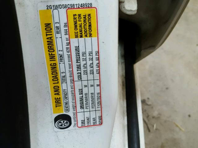 2G1WD58C981248928 - 2008 CHEVROLET IMPALA SUP WHITE photo 10