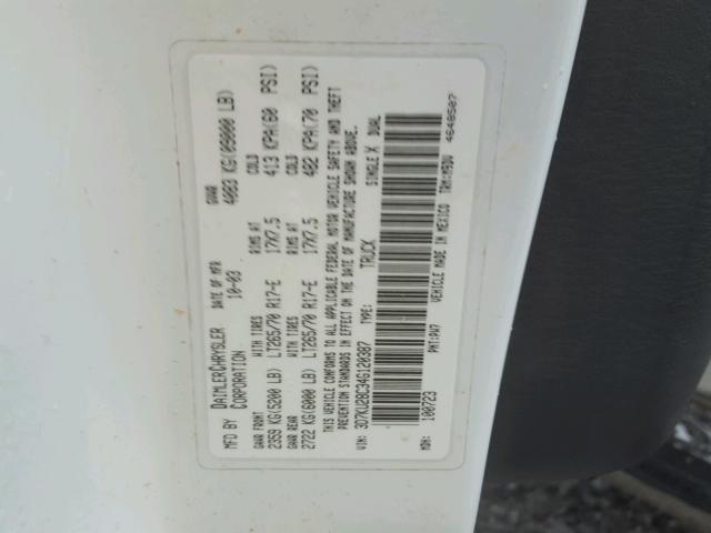 3D7KU28C34G120387 - 2004 DODGE RAM 2500 S თეთრი ფოტო 10