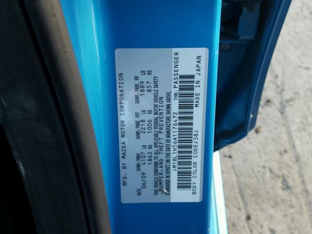 JM1BL1H56A1176472 - 2010 MAZDA 3 S BLUE photo 10