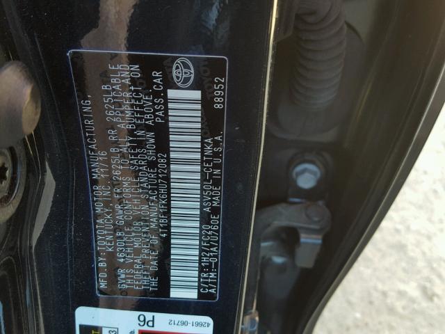 4T1BF1FK6HU712082 - 2017 TOYOTA CAMRY LE BLACK photo 10