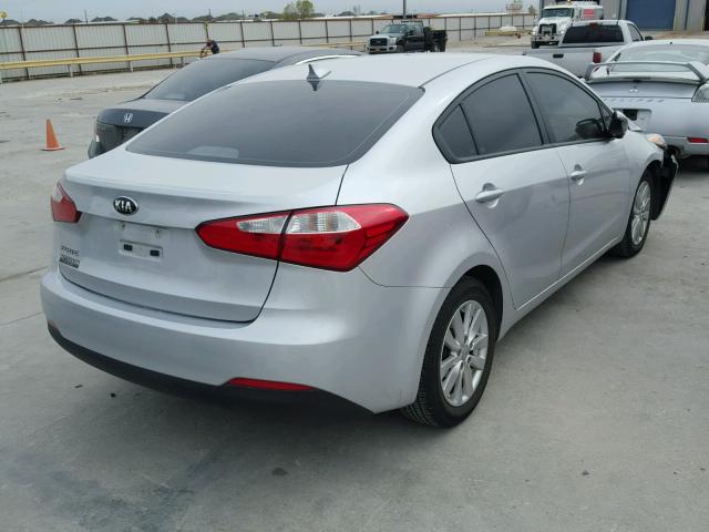 KNAFX4A67F5326516 - 2015 KIA FORTE LX SILVER photo 4