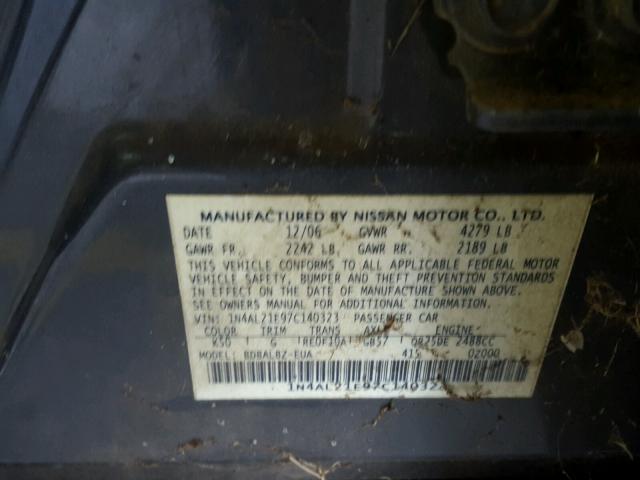 1N4AL21E97C140323 - 2007 NISSAN ALTIMA 2.5 GRAY photo 10