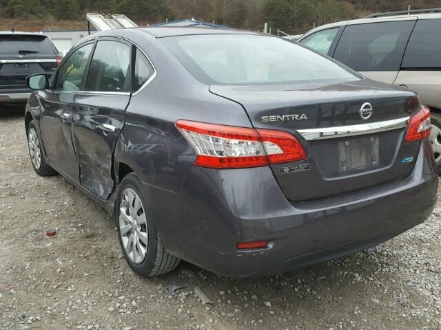 3N1AB7AP8EY311601 - 2014 NISSAN SENTRA S GRAY photo 3