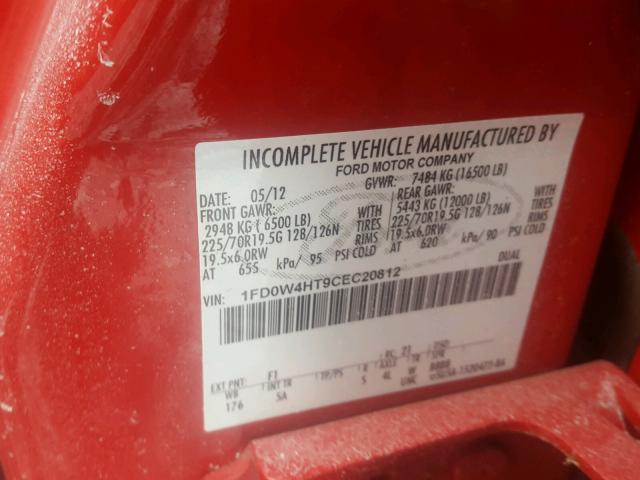 1FD0W4HT9CEC20812 - 2012 FORD F450 SUPER RED photo 10