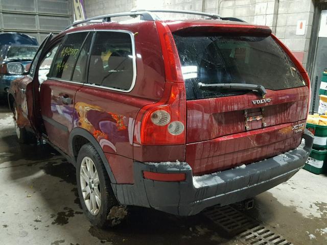 YV1CZ91H941074555 - 2004 VOLVO XC90 T6 MAROON photo 3