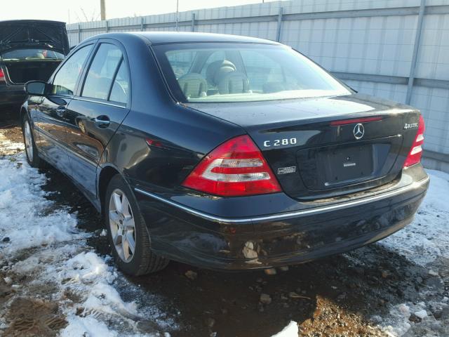 WDBRF92J57F867237 - 2007 MERCEDES-BENZ C 280 4MAT BLACK photo 3