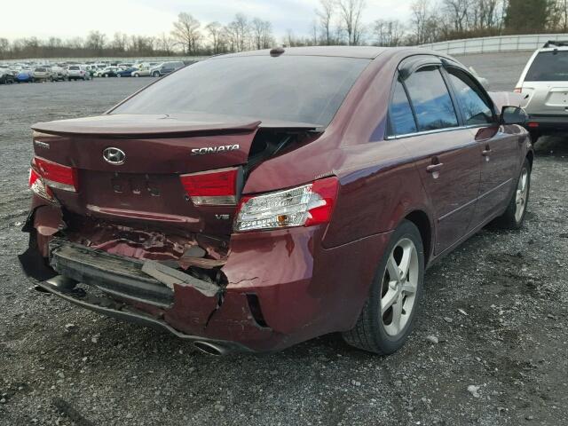 5NPEU46F08H376774 - 2008 HYUNDAI SONATA SE MAROON photo 4