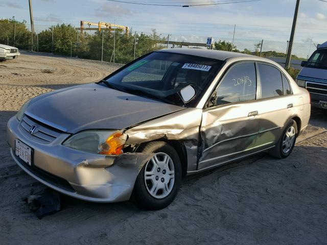 JHMES16561S008309 - 2001 HONDA CIVIC LX TAN photo 2