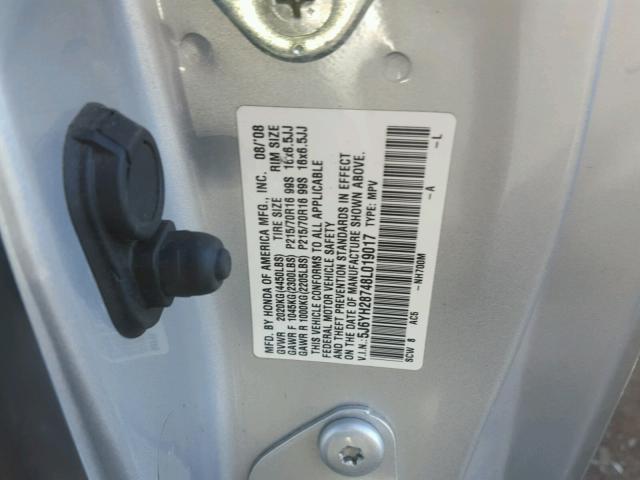 5J6YH28748L019017 - 2008 HONDA ELEMENT EX SILVER photo 10