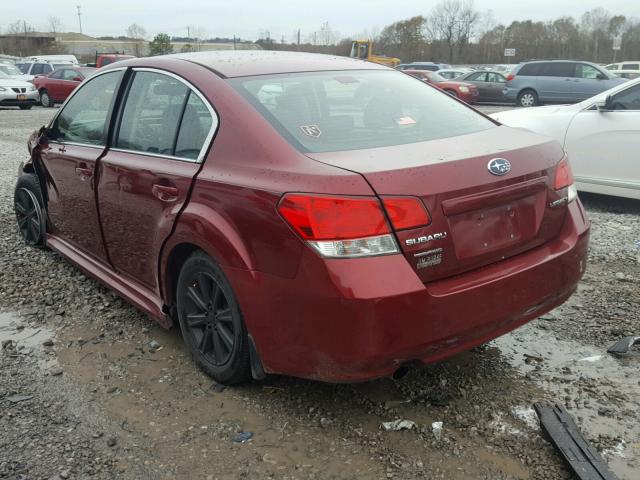 4S3BMCG64A3211453 - 2010 SUBARU LEGACY 2.5 BURGUNDY photo 3