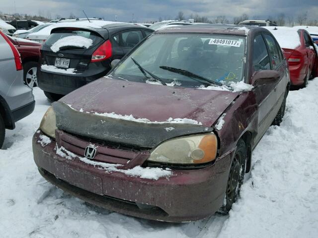 2HGES16823H928073 - 2003 HONDA CIVIC LX MAROON photo 2