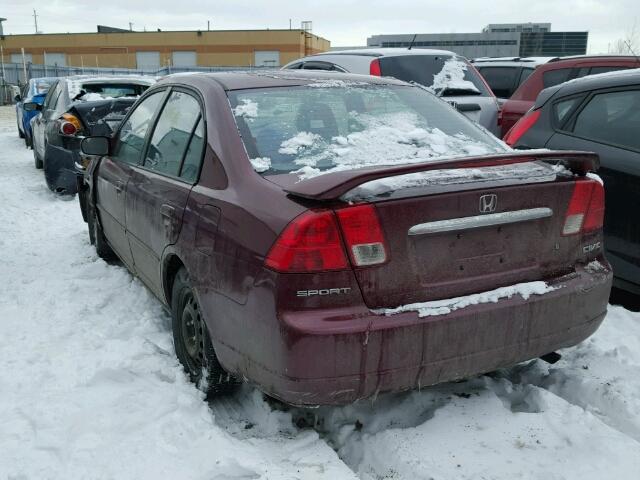 2HGES16823H928073 - 2003 HONDA CIVIC LX MAROON photo 3