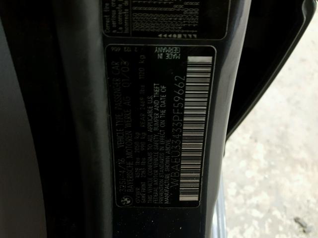 WBAEU33433PF59662 - 2003 BMW 325 XI GRAY photo 10