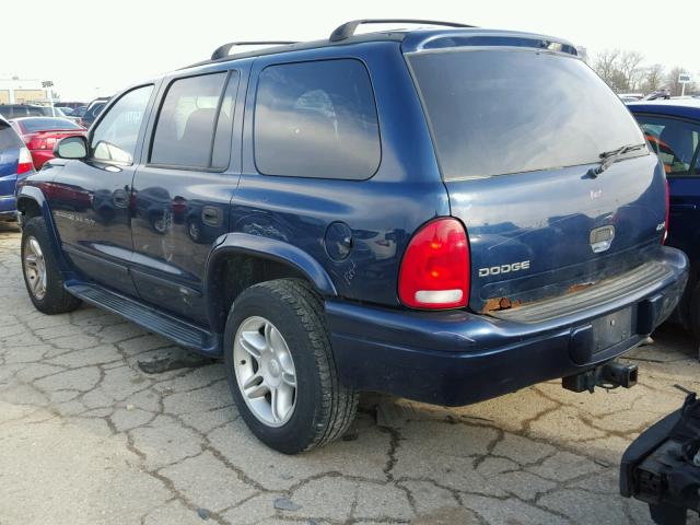 1B4HS28Z3YF251726 - 2000 DODGE DURANGO BLUE photo 3