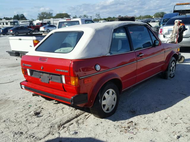 WVWCA0158HK009825 - 1987 VOLKSWAGEN CABRIOLET RED photo 4