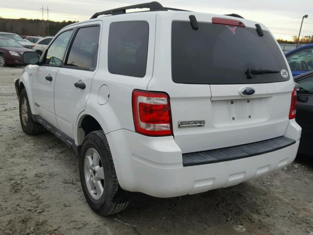 1FMCU03158KD77604 - 2008 FORD ESCAPE XLT WHITE photo 3