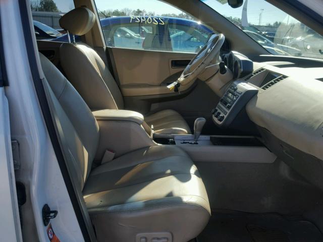 JN8AZ08T24W215492 - 2004 NISSAN MURANO SL WHITE photo 5