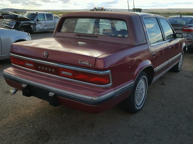 1B3XC56R4ND788839 - 1992 DODGE DYNASTY LE MAROON photo 4