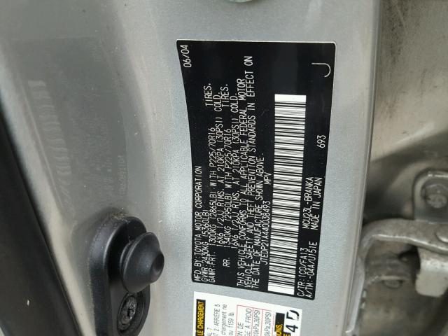 JTEDP21A440038493 - 2004 TOYOTA HIGHLANDER BLACK photo 10