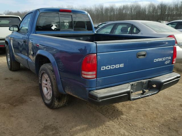 1D7FL16X13S323855 - 2003 DODGE DAKOTA SXT BLUE photo 3