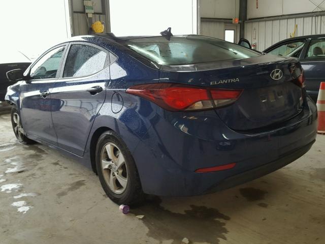 5NPDH4AE1FH569723 - 2015 HYUNDAI ELANTRA SE BLUE photo 3